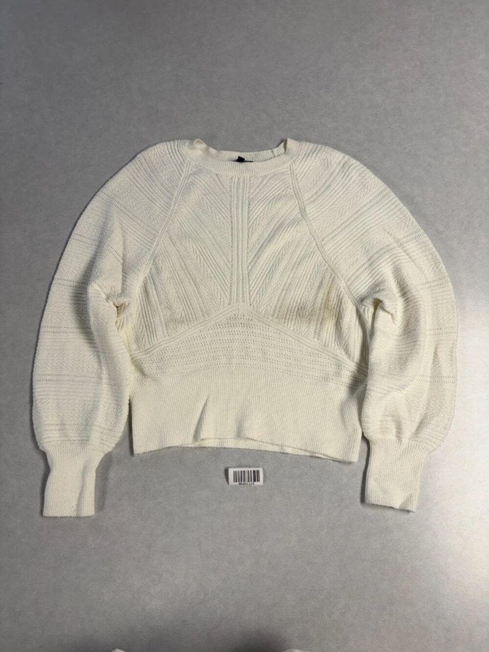WORN Express Womens Ribbed Knit Crewneck Sweater Cream Size S